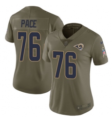 Women's Nike Los Angeles Rams #76 Orlando Pace Limited Olive 2017 Salute to Service NFL Jersey