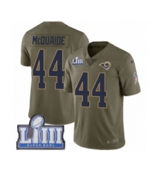 Youth Nike Los Angeles Rams #44 Jacob McQuaide Limited Olive 2017 Salute to Service Super Bowl LIII Bound NFL Jersey