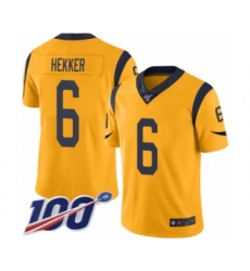 Men's Los Angeles Rams #6 Johnny Hekker Limited Gold Rush Vapor Untouchable 100th Season Football Jersey