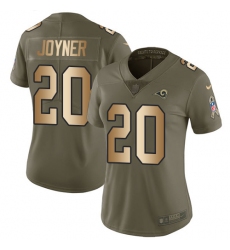 Women's Nike Los Angeles Rams #20 Lamarcus Joyner Limited Olive/Gold 2017 Salute to Service NFL Jersey