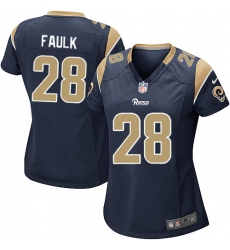 Women's Nike Los Angeles Rams #28 Marshall Faulk Game Navy Blue Team Color NFL Jersey