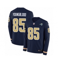 Men's Nike Los Angeles Rams #85 Jack Youngblood Limited Navy Blue Therma Long Sleeve NFL Jersey