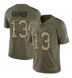 Youth Nike Los Angeles Rams #13 Kurt Warner Limited Olive/Camo 2017 Salute to Service NFL Jersey