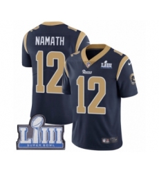 Men's Nike Los Angeles Rams #12 Joe Namath Navy Blue Team Color Vapor Untouchable Limited Player Super Bowl LIII Bound NFL Jersey