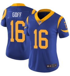 Women's Nike Los Angeles Rams #16 Jared Goff Elite Royal Blue Alternate NFL Jersey
