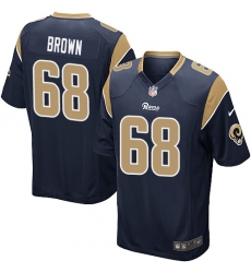 Men's Nike Los Angeles Rams #68 Jamon Brown Game Navy Blue Team Color NFL Jersey