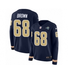 Women's Nike Los Angeles Rams #68 Jamon Brown Limited Navy Blue Therma Long Sleeve NFL Jersey