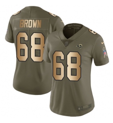 Women's Nike Los Angeles Rams #68 Jamon Brown Limited Olive/Gold 2017 Salute to Service NFL Jersey