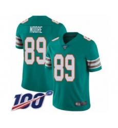 Men's Miami Dolphins #89 Nat Moore Aqua Green Alternate Vapor Untouchable Limited Player 100th Season Football Jersey