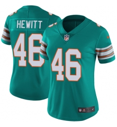 Women's Nike Miami Dolphins #46 Neville Hewitt Aqua Green Alternate Vapor Untouchable Limited Player NFL Jersey