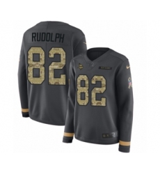 Women's Nike Minnesota Vikings #82 Kyle Rudolph Limited Black Salute to Service Therma Long Sleeve NFL Jersey