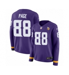 Women's Nike Minnesota Vikings #88 Alan Page Limited Purple Therma Long Sleeve NFL Jersey