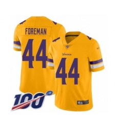 Men's Minnesota Vikings #44 Chuck Foreman Limited Gold Inverted Legend 100th Season Football Jersey