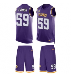 Men's Nike Minnesota Vikings #59 Emmanuel Lamur Limited Purple Tank Top Suit NFL Jersey