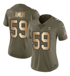 Women's Nike Minnesota Vikings #59 Emmanuel Lamur Limited Olive/Gold 2017 Salute to Service NFL Jersey