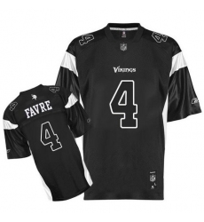 Reebok Minnesota Vikings #4 Brett Favre Black Shadow Authentic Throwback NFL Jersey