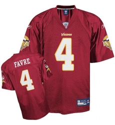 Reebok Minnesota Vikings #4 Brett Favre Red Replica Throwback NFL Jersey