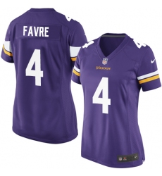 Women's Nike Minnesota Vikings #4 Brett Favre Game Purple Team Color NFL Jersey