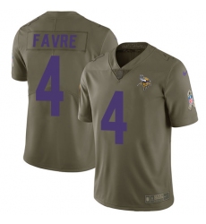 Youth Nike Minnesota Vikings #4 Brett Favre Limited Olive 2017 Salute to Service NFL Jersey