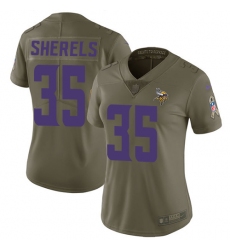 Women's Nike Minnesota Vikings #35 Marcus Sherels Limited Olive 2017 Salute to Service NFL Jersey