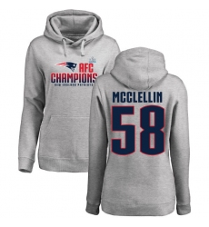 Women's Nike New England Patriots #58 Shea McClellin Heather Gray 2017 AFC Champions Pullover Hoodie