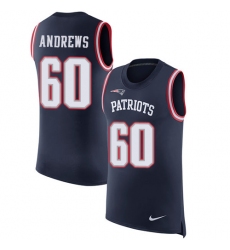 Men's Nike New England Patriots #60 David Andrews Limited Navy Blue Rush Player Name & Number Tank Top NFL Jersey