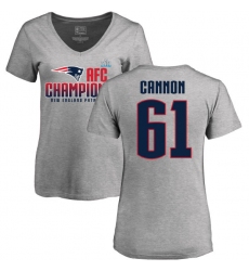 Women's Nike New England Patriots #61 Marcus Cannon Heather Gray 2017 AFC Champions V-Neck T-Shirt