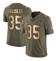 Youth Nike New England Patriots #35 Mike Gillislee Limited Olive/Gold 2017 Salute to Service NFL Jersey