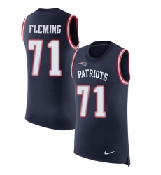 Men's Nike New England Patriots #71 Cameron Fleming Limited Navy Blue Rush Player Name & Number Tank Top NFL Jersey