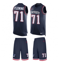 Men's Nike New England Patriots #71 Cameron Fleming Limited Navy Blue Tank Top Suit NFL Jersey