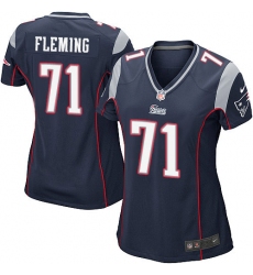 Women's Nike New England Patriots #71 Cameron Fleming Game Navy Blue Team Color NFL Jersey