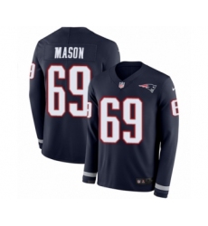 Men's Nike New England Patriots #69 Shaq Mason Limited Navy Blue Therma Long Sleeve NFL Jersey