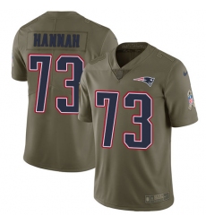 Youth Nike New England Patriots #73 John Hannah Limited Olive 2017 Salute to Service NFL Jersey
