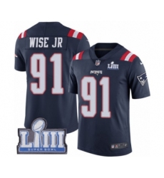 Youth Nike New England Patriots #91 Deatrich Wise Jr Limited Navy Blue Rush Vapor Untouchable Super Bowl LIII Bound NFL Jersey