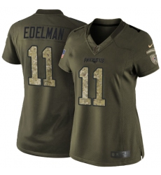 Women's Nike New England Patriots #11 Julian Edelman Elite Green Salute to Service NFL Jersey Women's Nike New England Patriots #11 Julian Edelman Elite Green Salute to Service NFL Jersey