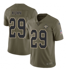 Youth Nike New Orleans Saints #29 John Kuhn Limited Olive 2017 Salute to Service NFL Jersey