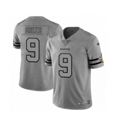 Men's New Orleans Saints #9 Drew Brees Limited Gray Team Logo Gridiron Football Jersey