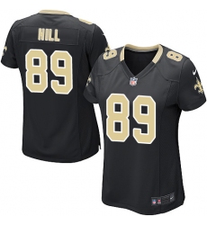 Women's Nike New Orleans Saints #89 Josh Hill Game Black Team Color NFL Jersey