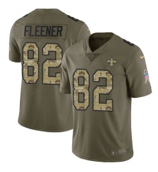 Men's Nike New Orleans Saints #82 Coby Fleener Limited Olive/Camo 2017 Salute to Service NFL Jersey