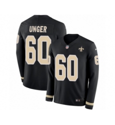 Men's Nike New Orleans Saints #60 Max Unger Limited Black Therma Long Sleeve NFL Jersey