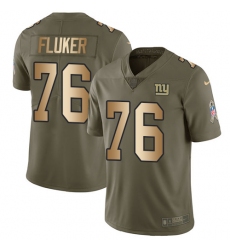Men's Nike New York Giants #76 D.J. Fluker Limited Olive/Gold 2017 Salute to Service NFL Jersey