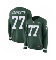 Women's Nike New York Jets #77 James Carpenter Limited Green Therma Long Sleeve NFL Jersey