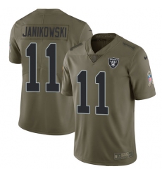 Men's Nike Oakland Raiders #11 Sebastian Janikowski Limited Olive 2017 Salute to Service NFL Jersey
