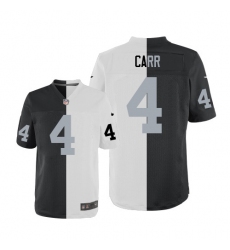 Men's Nike Oakland Raiders #4 Derek Carr Elite Black/White Split Fashion NFL Jersey
