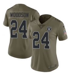Women's Nike Oakland Raiders #24 Charles Woodson Limited Olive 2017 Salute to Service NFL Jersey