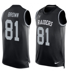 Men's Nike Oakland Raiders #81 Tim Brown Limited Black Player Name & Number Tank Top NFL Jersey