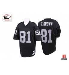 Youth Mitchell and Ness Oakland Raiders #81 Tim Brown Black Team Color Authentic NFL Throwback Jersey