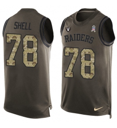 Men's Nike Oakland Raiders #78 Art Shell Limited Green Salute to Service Tank Top NFL Jersey