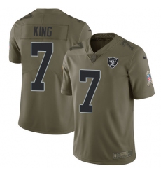 Youth Nike Oakland Raiders #7 Marquette King Limited Olive 2017 Salute to Service NFL Jersey