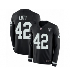 Men's Nike Oakland Raiders #42 Ronnie Lott Limited Black Therma Long Sleeve NFL Jersey